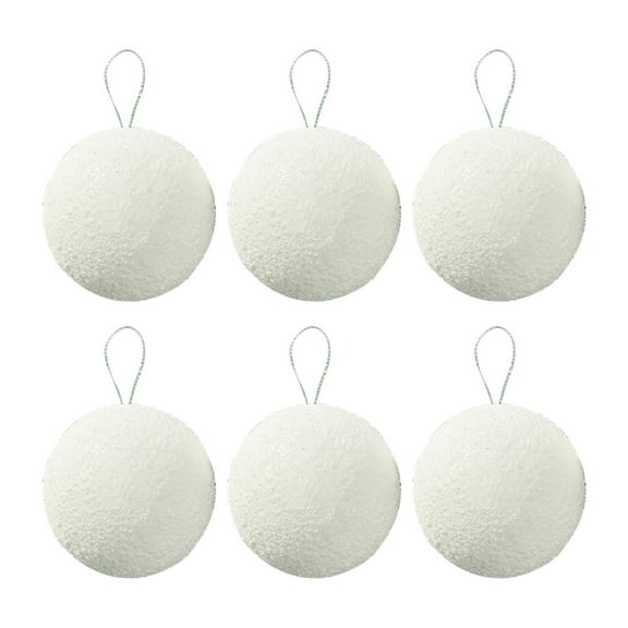 Nmdmisc 12Pcs Christmas Tree Foam Balls 2.4" White Ball Ornaments Snowballs Snowy Bauble Hanging Ornaments with Ropes for Christmas Xmas Holiday Wedding Party Decorations (White)