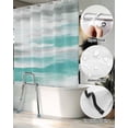 thumbnail image 5 of Split Shower Curtain for Transfer Bench, Turquoise Gray White Fabric Shower Curtains for Bathroom, Country Abstract Ombre Mottled Tub Sliding Transfer Bench Waterproof Bath Curtains 72"x78", 5 of 9