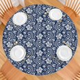 thumbnail image 2 of Vinyl Round Tablecloth with Bohemian Floral Print, 44 Inch Elasticized Edge Fits 38"-42" Tables, Stain Resistant for Dining and Celebrations, 2 of 7