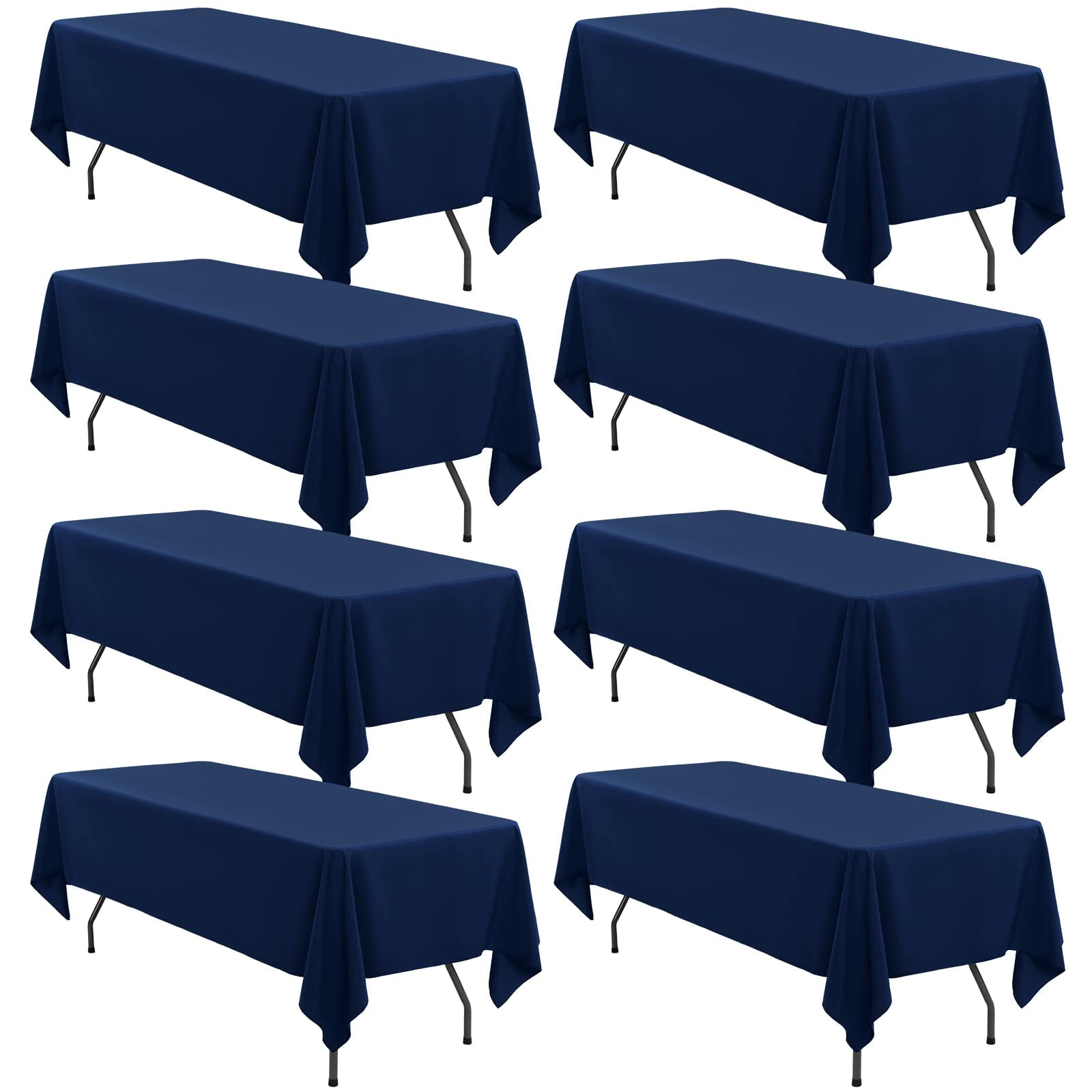 8 Pack Rectangle Tablecloth 60 x 102 inch Navy Blue Polyester Table