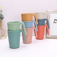 thumbnail image 4 of Taza de paja de trigo, taza para beber con patrón vertical simple, taza para beber para el hogar con asa, taza con cepillo para hacer gárgaras, 4 of 4