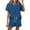 Blue, variant on QATAINLAV Two-Piece Outfits for Women 2024 Short Sleeve V Neck Shirts and Shorts Lounge Set Loose Casual Drawstring Shorts Suits With Pockets Lightning Sale Black L