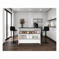 thumbnail image 2 of FM FURNITURE Central Kitchen Island Spacious Storage White Black Engineered Wood, 2 of 7