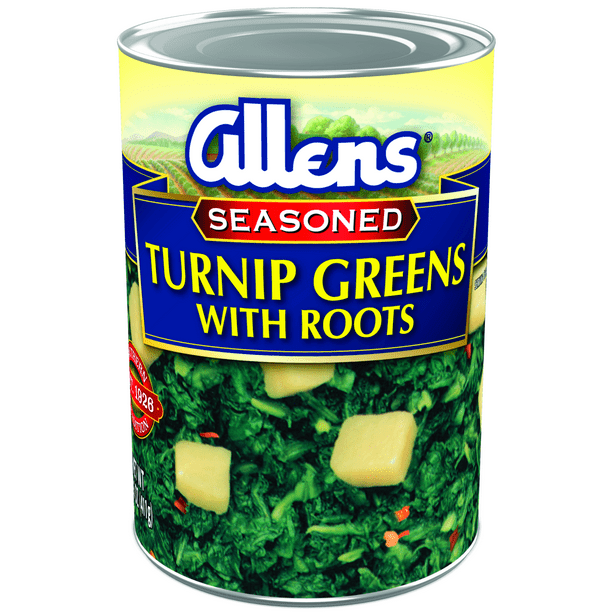 Allens Seasoned Turnip Greens with Roots 14.5 Oz Can