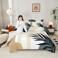 thumbnail image 4 of Homewish Gold Stripes Lines Queen Comforter Set,Retro Boho Geometric Bedding Sets,Plam Monstera Leaf Bedding Comforter Set For Teens,Luxury Bedroom Decor Reversible,3 Pieces, 4 of 8
