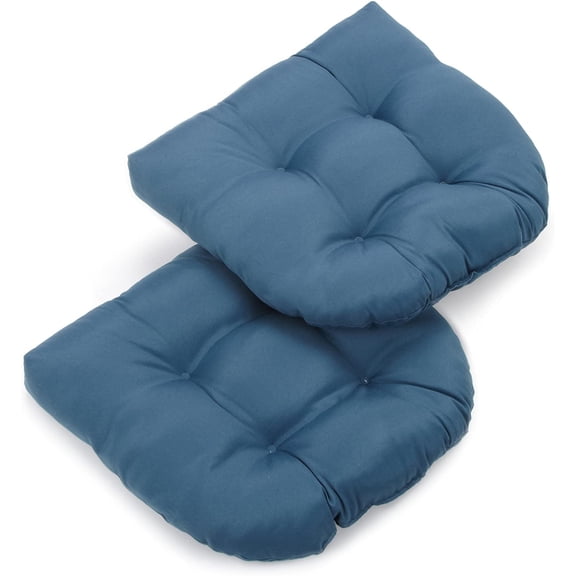 Blazing Needles Twill 19-Inch by 19-Inch by 5-Inch U-Shaped Cushions, Indigo, Set of 2