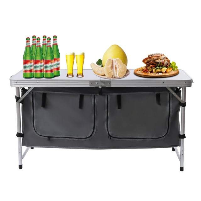 Aluminium Camping Table Kitchen Unit Folding Storage Outdoor Cook
