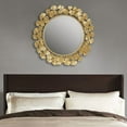 thumbnail image 2 of 30.5"Eden Gingko Leaf Round Wall Mirror, Iron Metal Plate Frame Antique Finish Mirror, 2 of 7