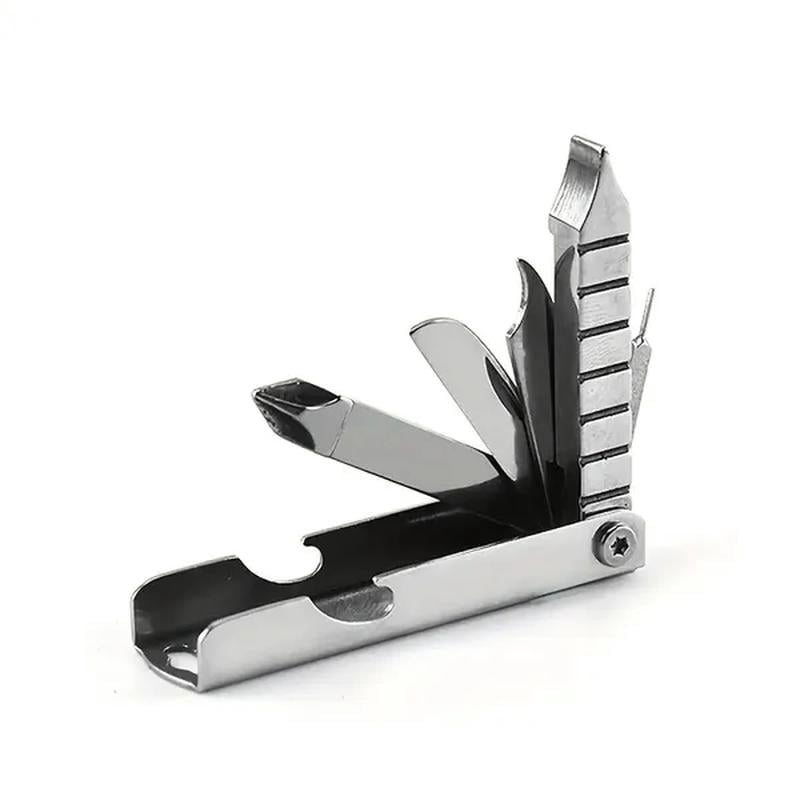 Stainless Steel Multi-Tool with Phone Stand, Folding Knife, Bottle Opener, Screwdriver, Hiking Clip - Compact & Portable for Outdoor Adventures, Camping, Hiking & Everyday Use