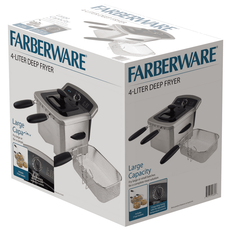 Farberware 1.1 Liter Stainless Steel Deep Fryer with Dishwasher-Safe  Basket, Lid & Handle 