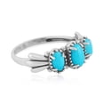 thumbnail image 4 of Sterling Silver Sleeping Beauty Turquoise 3-Stone Fan Ring, Sizes 5 to 11, 4 of 11