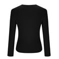 thumbnail image 6 of EchfiProm Black Tops for Women V-Neck Button down Long Sleeve Slim Winter Solid Ladies T-Shirt, 6 of 6