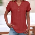 thumbnail image 2 of Vinsonshop Eyelet Blouse V Neck Eyelet Casual Travel Clothes Curved Hem Summer Clothes Summer Eyelet Business Shirts Casual Summer Blouses for Women (S-5XL), 2 of 9