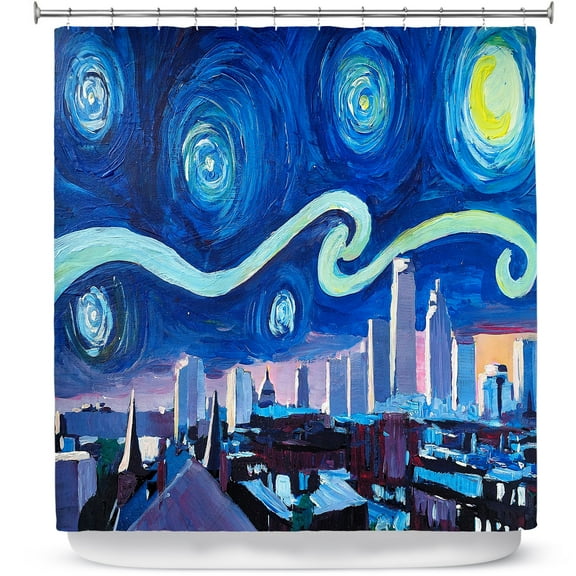 Shower Curtains 70" x 84" from DiaNoche Designs by Markus Bleichner - Starry Night Boston Skyline