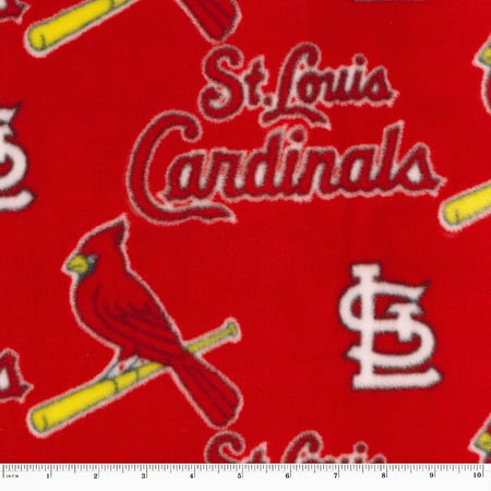 MLB St. Louis Cardinals 58" 100% Polyester Fleece Sports Logo Fabric By the Yard, Red