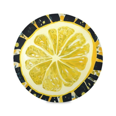 

15.4inch Round Placemats DIY Printing Design Suitable for Kitchen Table Party Decoration Yellow Lemon