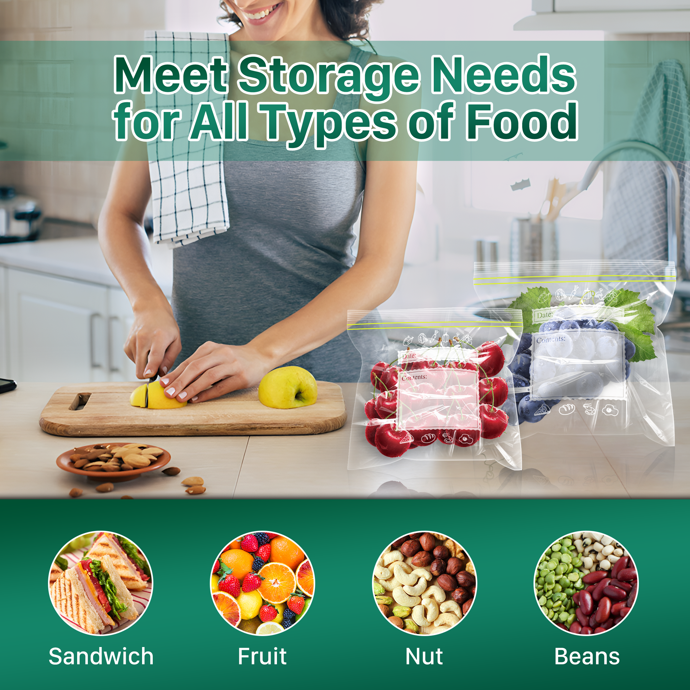 MYSPRI Food Storage Bags with Double Zipper, 140 Count photo 6