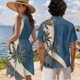 thumbnail image 4 of Yuyamidu Matching Outfits for Couples Vacation Shirts for Men Lightweight Women's Summer Dresses Palm Tree Shirt Men Button Up Shirt Beach Hawaiian Matching Clothes for Couples , XL, 4 of 6