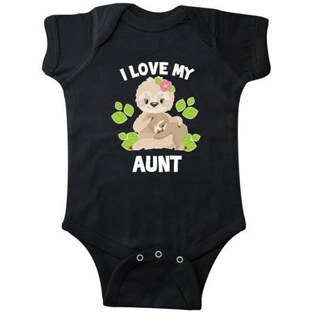 

Inktastic Cute Sloth I Love My Aunt with Green Leaves Gift Baby Boy or Baby Girl Bodysuit