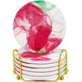 thumbnail image 1 of Geichan sous-Verres pour Boissons avec Support Doré, Ensemble de sous-Verres en Marbre Absorbant avec Base en Liège pour Protection de Table, 1 of 8
