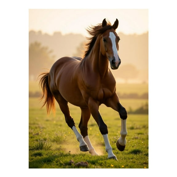 Diamond Art Kit for Adults, Brown Horse Galloping At Sunset Diamond Painting for Adults Beginners, DIY Diamond Art Painting Kits, 5D Diamond Painting Crafts for Home Decor 12x16 Frameless