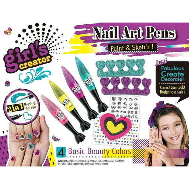 Set de vernis à ongles pour enfants, salon nail glam, kit de pédicure et de  manucure emoji, kit d'ongles pour filles de 5 à 10 ans