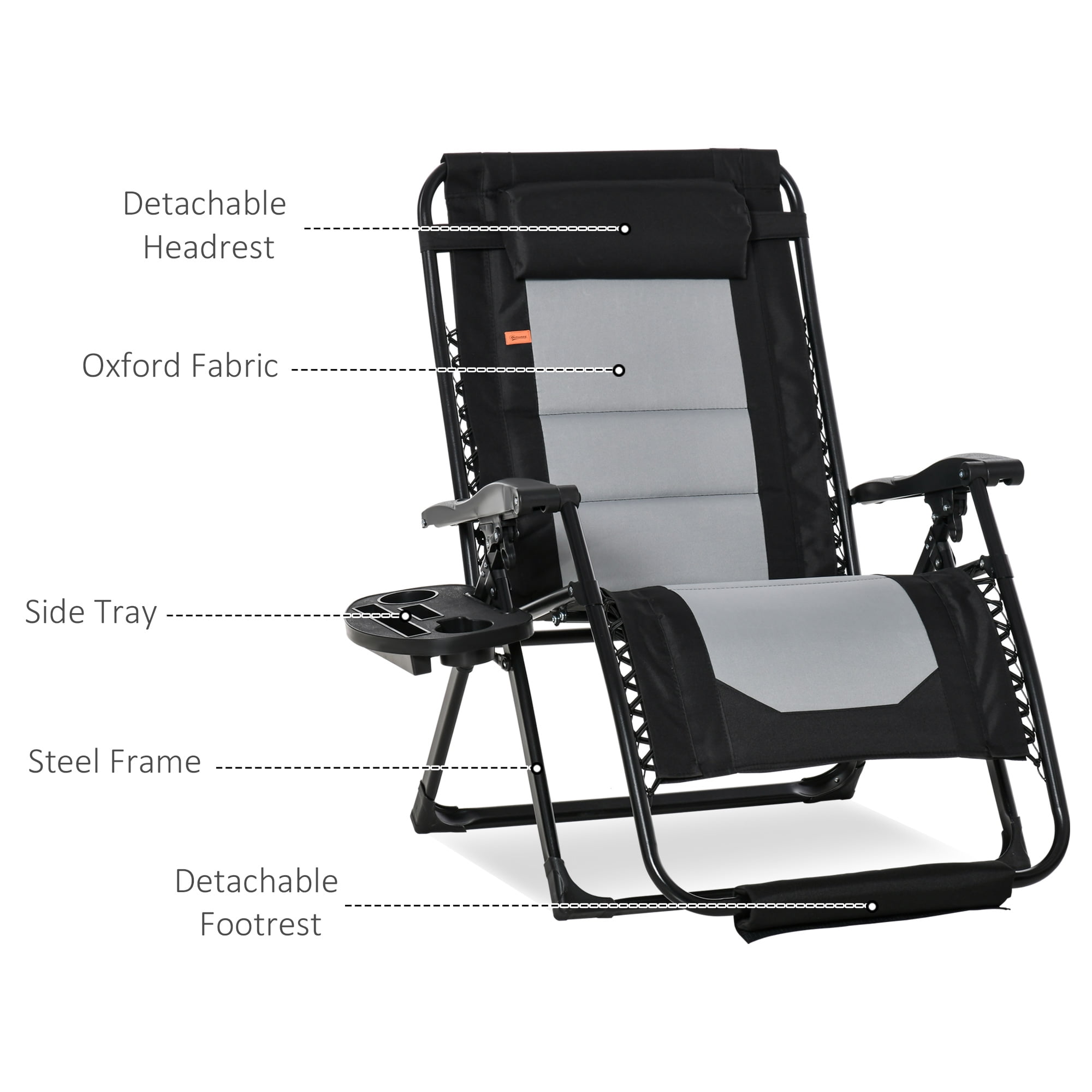 Outsunny Foldable Reclining Zero Gravity Chair with Footrest Blue