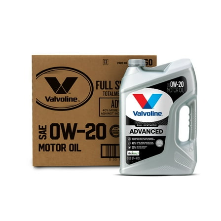 Valvoline Advanced Protection 0W-20 Full Synthetic Motor Oil 5 QT, Case of 3
