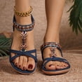 thumbnail image 2 of Rokment Women's Boho Beach Flat Dress Sandals 2026 Summer Ethnic Butterfly Embroidered Wedge Low Heel Slingback Dressy Sandals for Woman Vacation Navy Size 9, 2 of 5