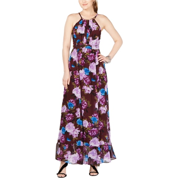 I.N.C Womens Necklace Maxi Dress, Purple, 18