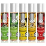 System Jo H2O 1oz Flavored Lubricant Collection - 5 Flavors - Tropical Passion, Green Apple Delight, Banana Lick, Juicy Pineapple, Strawberry Kisses