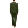 thumbnail image 5 of Dwelliawo Men Pajama Set Long Sleeve Henley Pjs Soft Modal Breathable Button Top Jogger Pants Lightweight Loungewear For Sleeping Daily Rest Green 3xL, 5 of 5