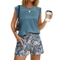 thumbnail image 2 of Two Piece Sets for Women Trendy Short Sets Beach Vacation Clothes Airport Travel Cruise Summer Outfits Blue M, 2 of 5