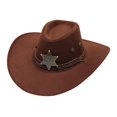 thumbnail image 1 of Sombrero de vaquero para hombre, sombrero de vaquera con correa para la barbilla, sombrero de ala ancha de moda para exteriores Café, 1 of 9