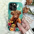 thumbnail image 7 of Punmada Compatible with iPhone 13 Pro Max Matte Case For Girl Boy Full Body Protective Hard Shell Esthetics Pattern Flower Highland Cow, 7 of 7
