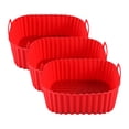thumbnail image 1 of Bandeja de silicona para freidora de aire con asas, cesta antiadherente para freidora de aire, apta para lavavajillas, sin BPA, para una cocción uniforme y una limpieza fácil., 1 of 8
