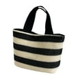 thumbnail image 1 of ZAXARRA Women Woven Tote Bag Color Block Striped Straw Bag with Magnetic Snap, 1 of 9