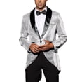 thumbnail image 1 of Esmoquin de lentejuelas brillante INSPIRE CHIC para chaqueta de solapa de hombre para fiestas de boda 2XL Plata, 1 of 5