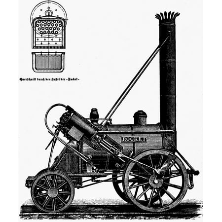 1829 Stephenson Rocket - Locomotive Rocket 1829 Ngeorge StephensonS Rocket The Winner Of The Liverpool And Manchester RailwayS Competiton Of 1829 The Insert Shows A Cross Section Of The Boiler Wood Engraving German 19Th Centu