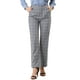 thumbnail image 1 of Pantalones largos rectos de cintura elástica con botones y cremallera de cuadros para mujer INSPIRE CHIC XL gris oscuro, 1 of 7