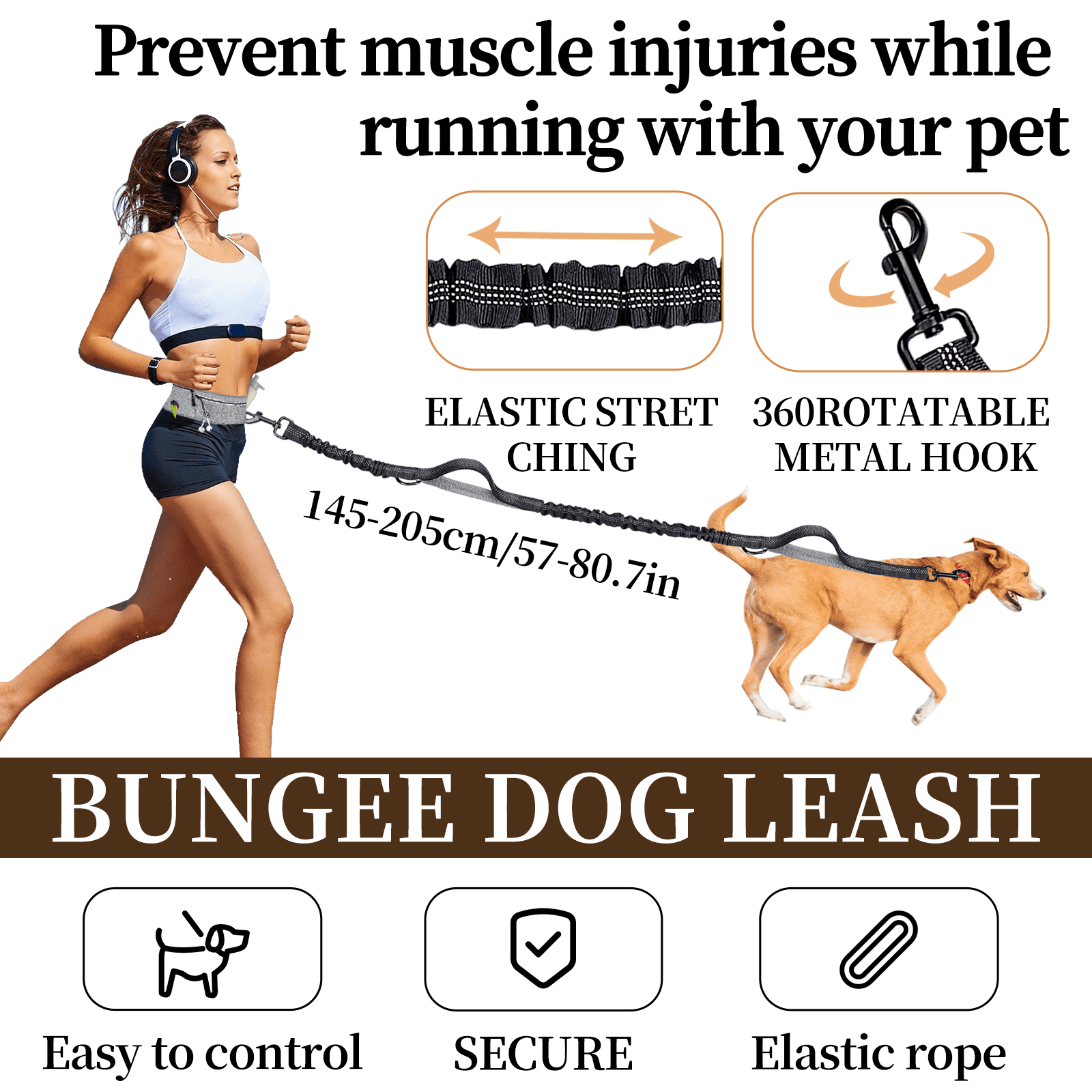 Pink Waist Dog Leash Hands Free Dog Leash, Waist Running Leash with Zipper, Walking Pouch for Dog Walking, Bungee Retractable Running for Medium to Large Dogs