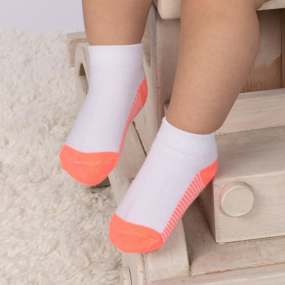 Fruit of the Loom Baby and Toddler Girl Low Cut Socks, 20-Pack, Sizes 6M-5T