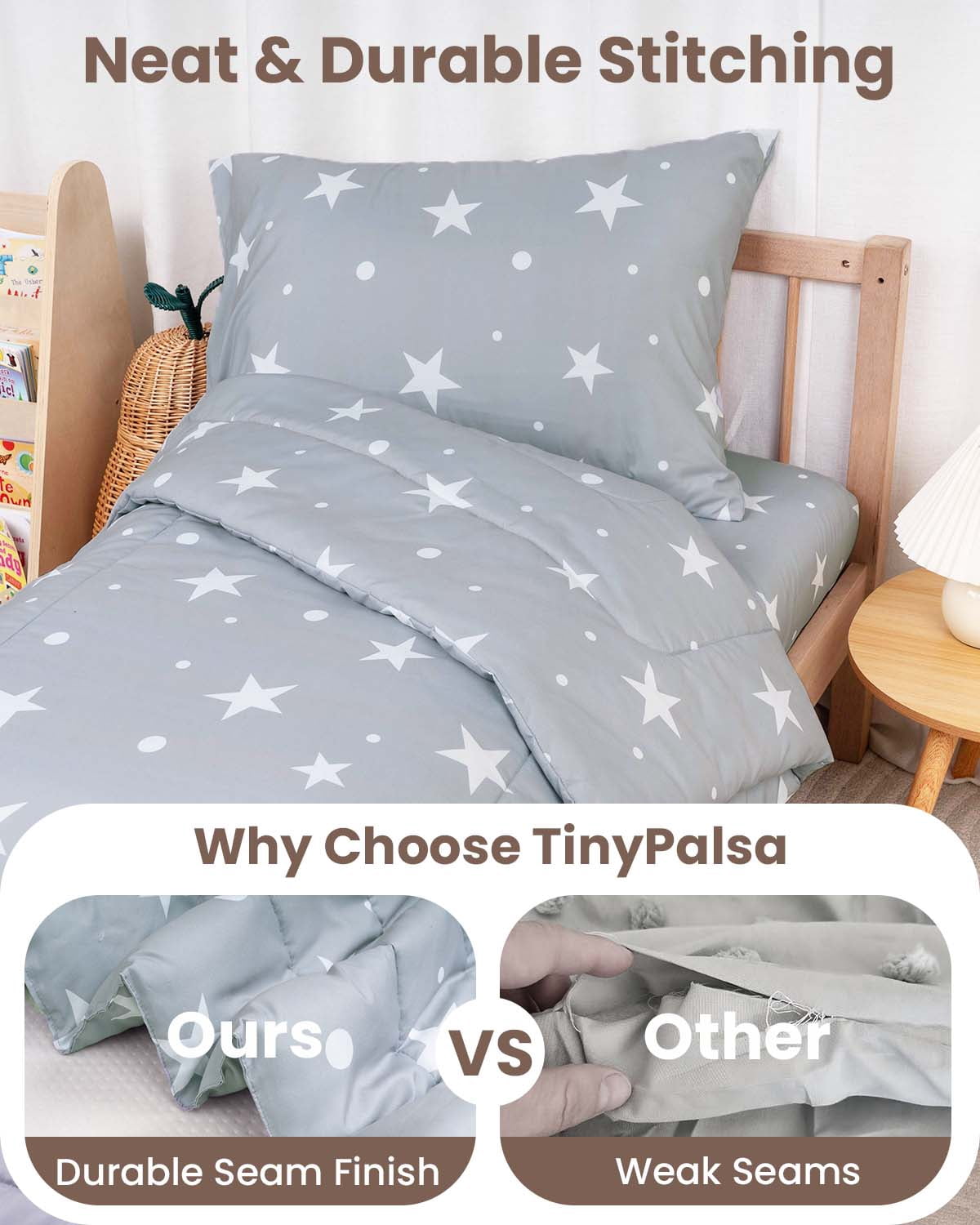 Beavtaens 4 Piece Toddler Bedding Set, Breathable and Soft Baby Sheet Set, Includes Quilted Comforter, Flat Sheet, Fitted Sheet and Pillowcase for Girls