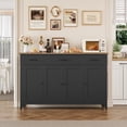 thumbnail image 4 of Hiphuta 55"Wide Buffet Cabinet with 2 Adjustable Shelves, Modern Farmhouse Coffee Bar with 3 Drawers and Sturdy Base for Living Room, Black, 4 of 7