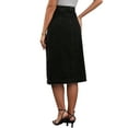 thumbnail image 3 of INSPIRE CHIC Women Denim Midi Skirt High Waisted Button Up Casual Slit Jean Skirts XL Black, 3 of 6
