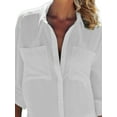 thumbnail image 3 of Gvmfive Women Summer Beach Swimsuit Cover Up Casual Long Sleeve V Neck Button Down Long Tops, 3 of 4