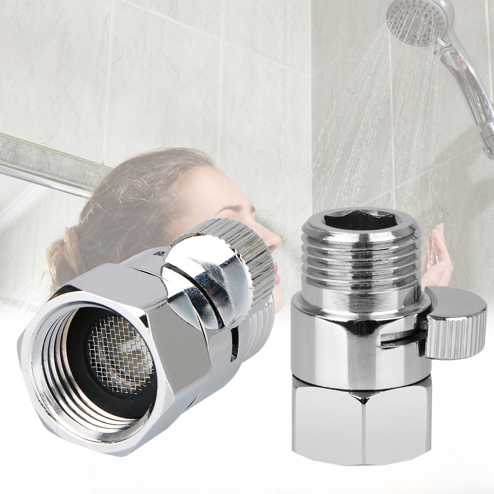 Home G1/2" Flow Contol Shut OFF Valve Shower Head Hand Bidet Sprayer Water Saver 