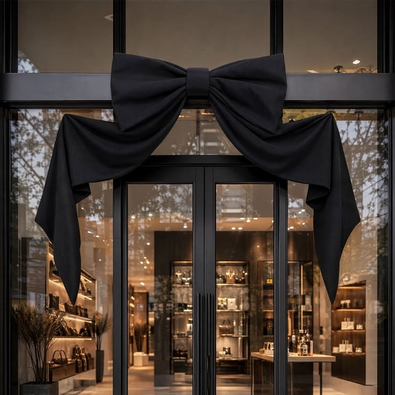 Giant Black Bow for Halloween Decor, Oversized Front Door Wall Mantle Bow, Large Party Decoration for Indoor Room & Christmas