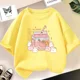 thumbnail image 3 of Camiseta de algodón con dibujos animados de batido de fresa para niñas, linda camiseta rosa con gráficos de manga corta para niños, ropa para bebés, 3 of 5