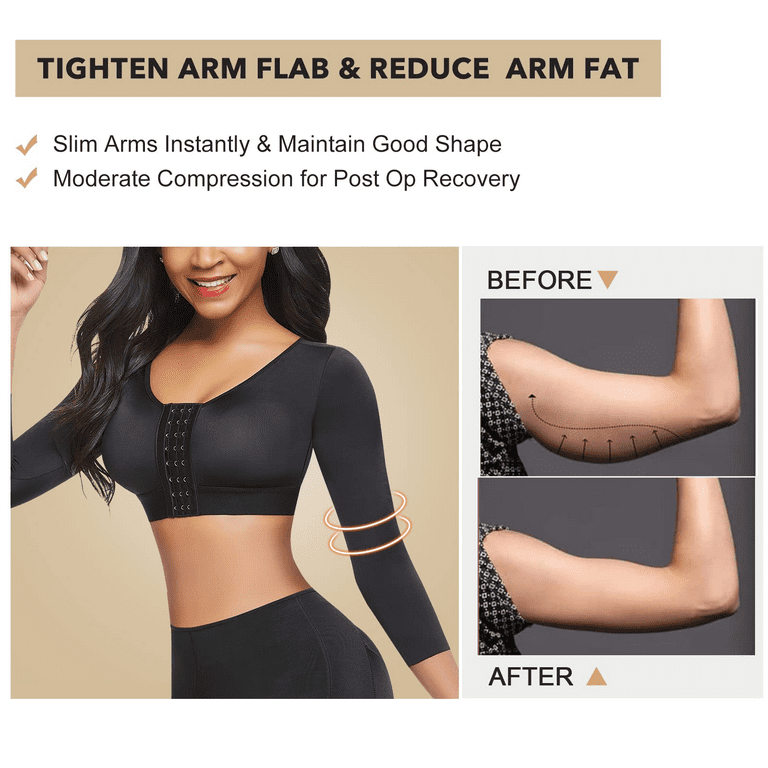 FeelinGirl Arm Shaper for Women Post Surgery Arm Lipo Compression Sleeves  Slimming Arm Faja Front Closure Shapewear Bra